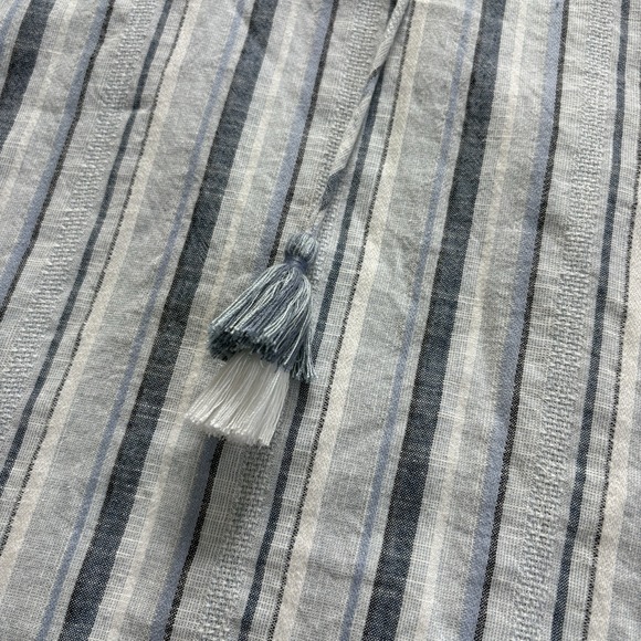 Nic+Zoe Blouse Womens Size Small Bell Sleeve Top White Multicolor Linen Blend - Picture 3 of 9